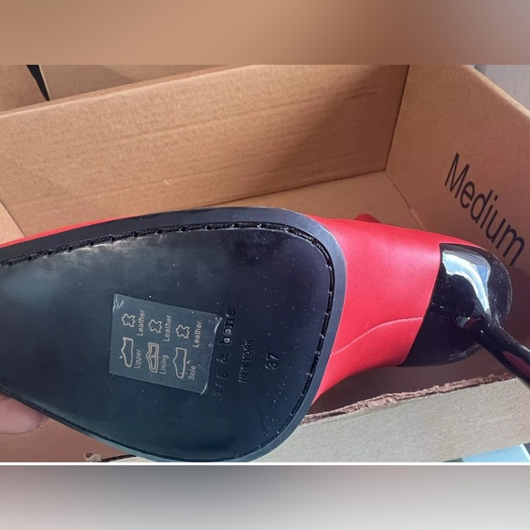 Rag & Bone Rio Leather Heeled Ankle Boots Orange Red Stiletto 37 Modest Stylish - Picture 9 of 10